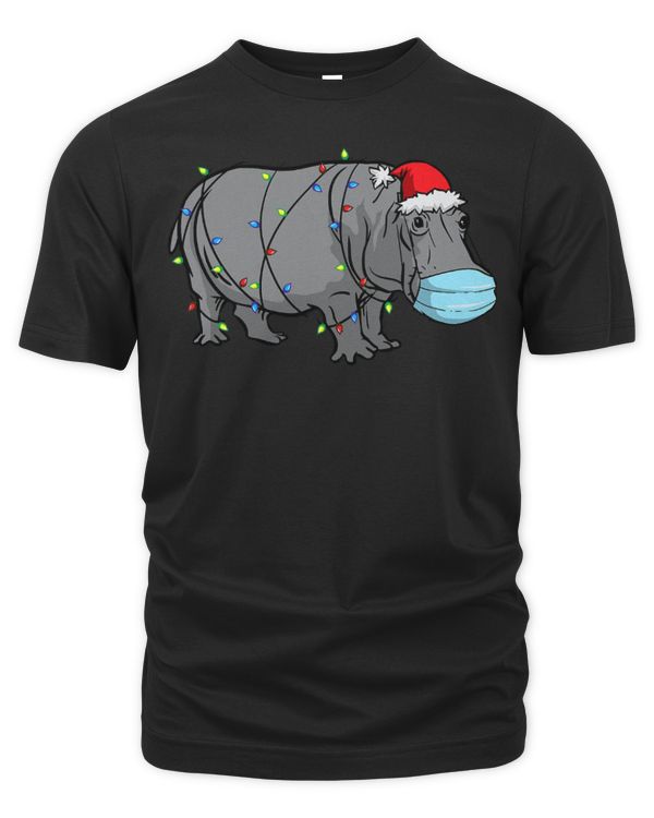 Hippo Pet Santa Wearing Face MaskHippopotamus Christmas