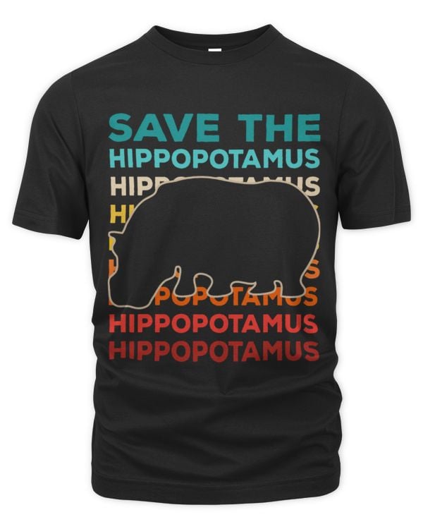Hippo Pet Save The Hippopotamus Vintage Sunset Graphic Hippo