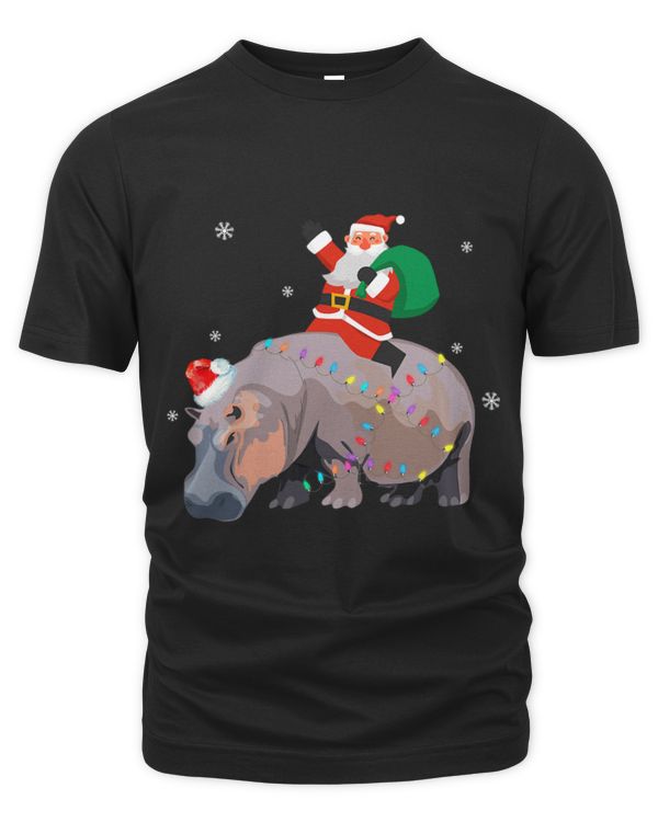Hippo Pet Santa Riding Hippopotamus Xmas Lights Hippopotamus Christmas (2)