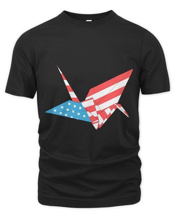 USA America Theme Flag Origami Crane Bird