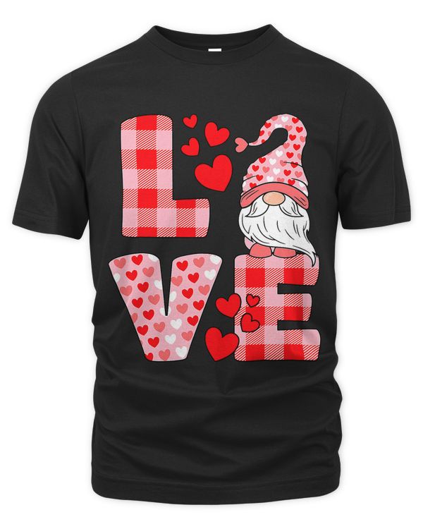 Valentines Day Cute Love Heart Gnome Pink Buffalo Plaid