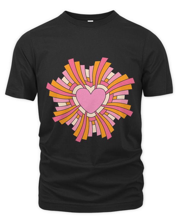 Valentines Day Preppy Retro Heart Pink Orange Rays