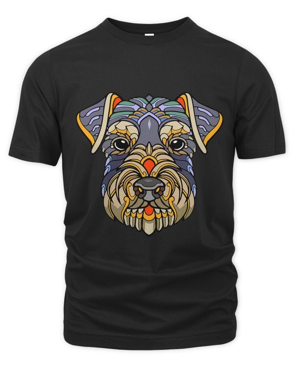 Dog Face and Head Colorful Mandala Pattern schnauzer Dog