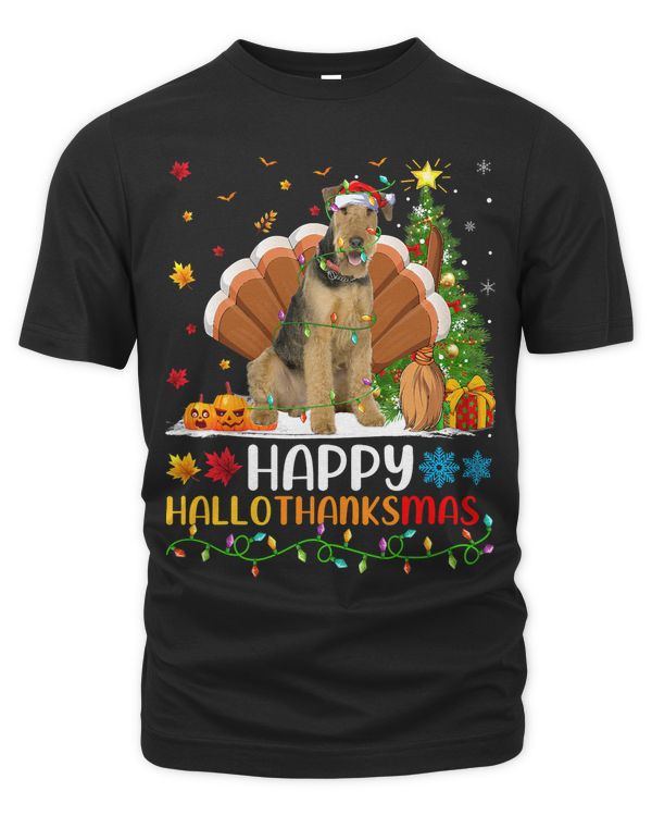 Dog Lover Funny Happy Airedale Terrier Dog HelloThanksMas