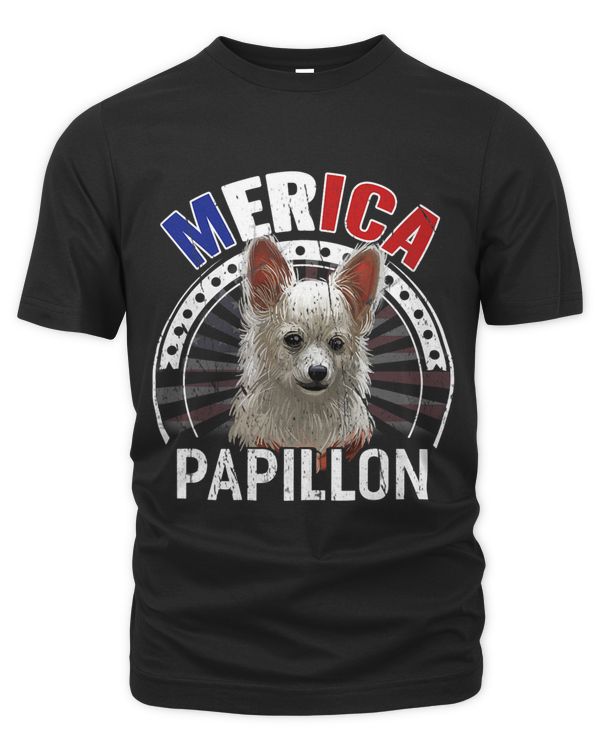 Dogs 365 Merica Papillon Dog American Flag 4th of July USA