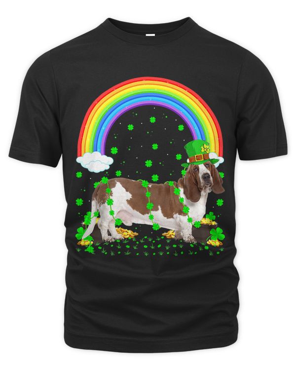 Funny Shamrock Vintage Rainbow Basset Hound St Patricks Day