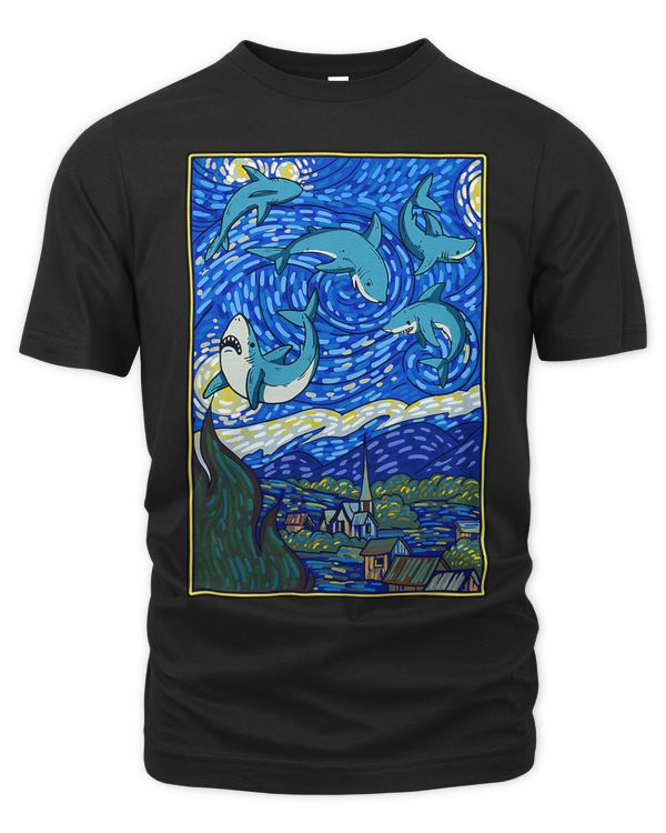 Funny Shark Lover Starry Night Vincent Van Gogh