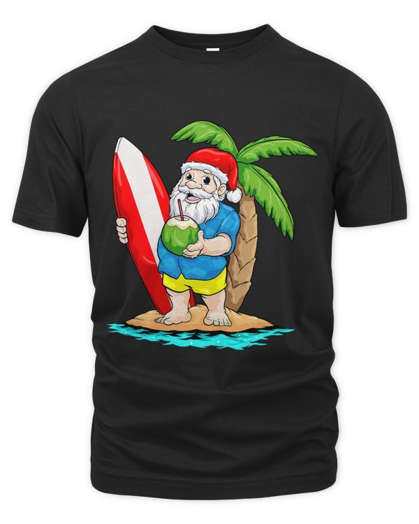 Christmas in July Funny Santa Hawaiian Surfing Summer Surf