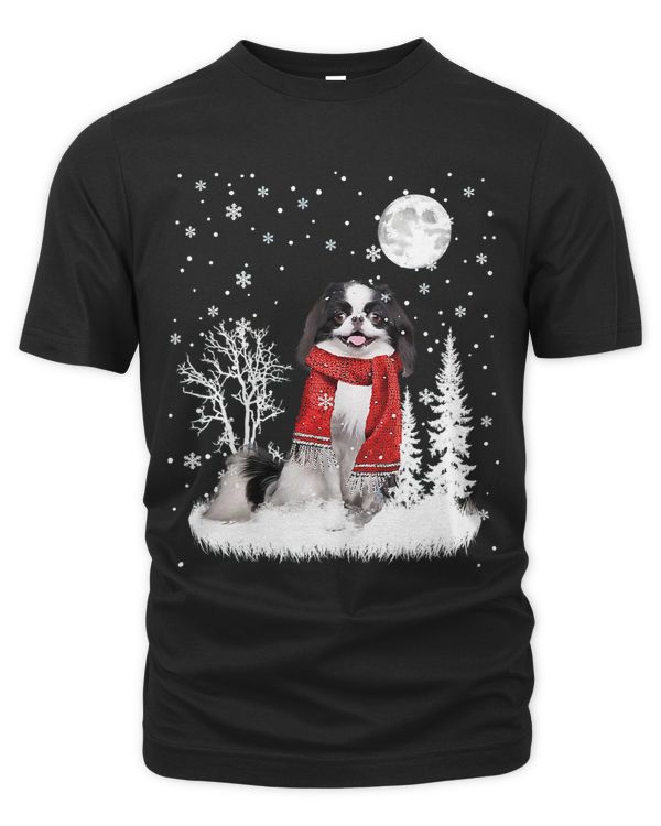 Japanese Chin Under Moonlight Snow Christmas Pajama 333