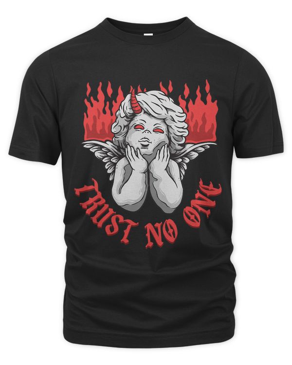 Trust No One Gothic Devil Cupid Statue Sculpture Emo Sad