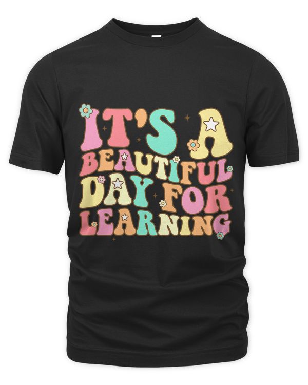 It's Beautiful Day For Learning Retro Teacher Students Women T-Shirt (3)