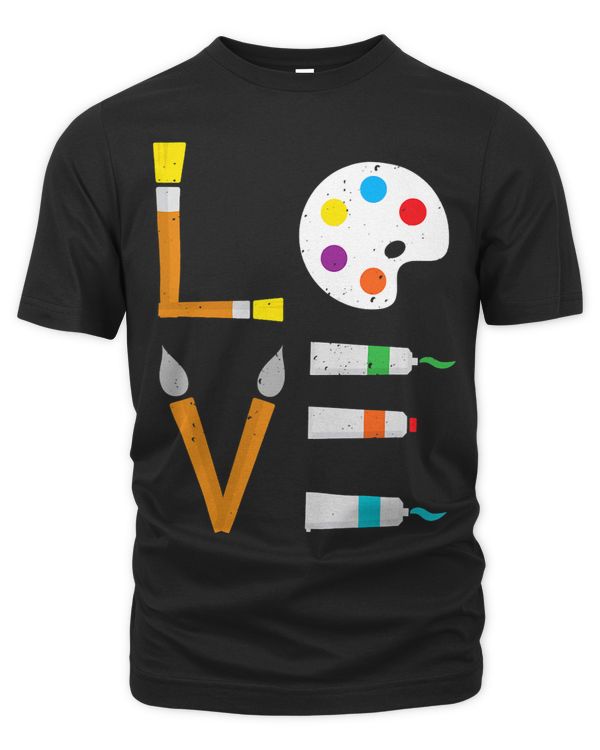 I Love Art Cute Paintbrush Paint Tubes Palette Colorful Art