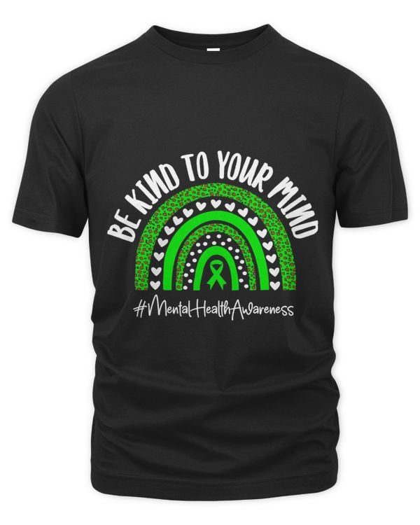 Be Kind Mental Health Awareness Leopard Rainbow Green Nurse
