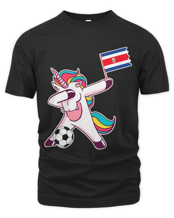 Costa Rica Soccer Shirt Costa Rican Flag Dabbing Unicorn