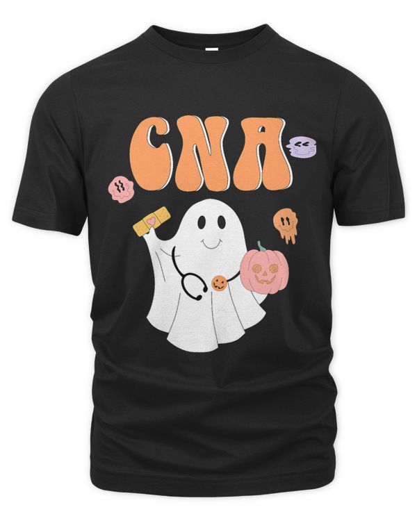 Womens Certified Nursing Assistant Hippie Halloween Retro Ghost CNA