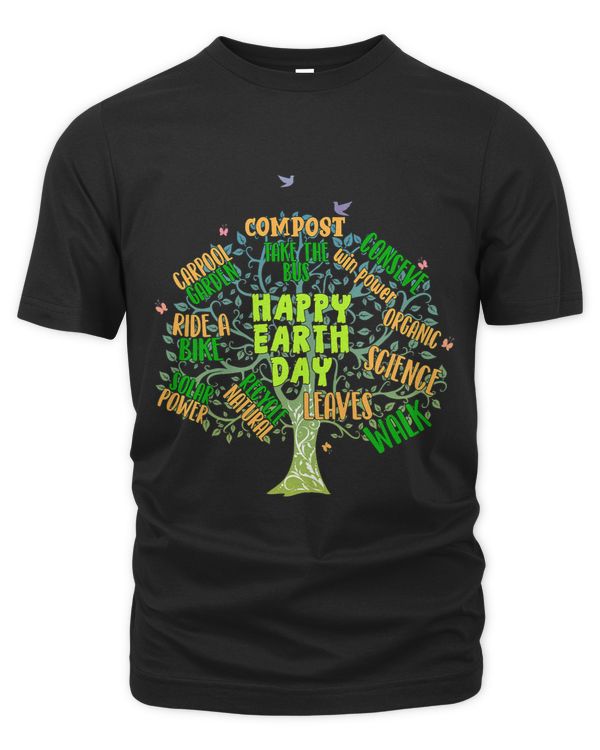 Happy Earth Day Cute Tree Drawing Illustration