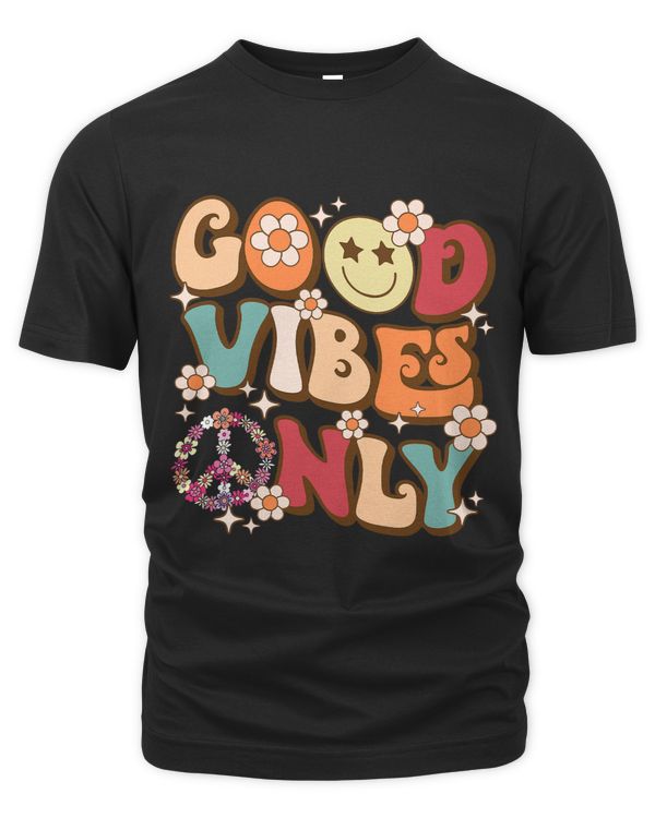 Good Vibes Only Peace Love 60s 70s Tie Dye With Retro Groovy