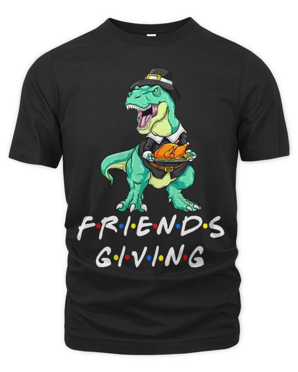 Happy Friendsgiving Shirt Funny Dinosaur Turkey Friends