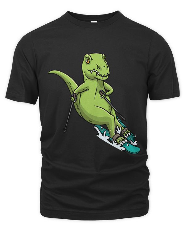 Skiing Dinosaur TRex Ski Men Kids Winter Sport Lover
