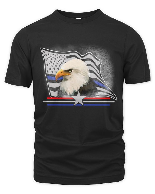 Thin Blue Line Police Officer Bald Eagle American Flag 4th Of July gift