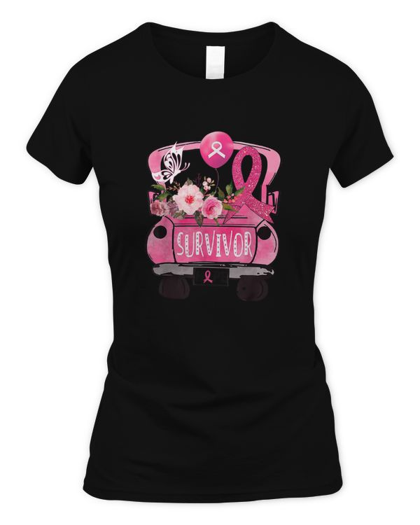 Pink Ribbon Truck Hope Awareness Breast Cancer Survivor T-Shirt