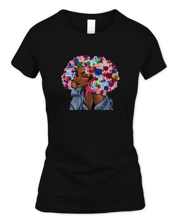 PinkFlowersAfroHairBlackWoman2