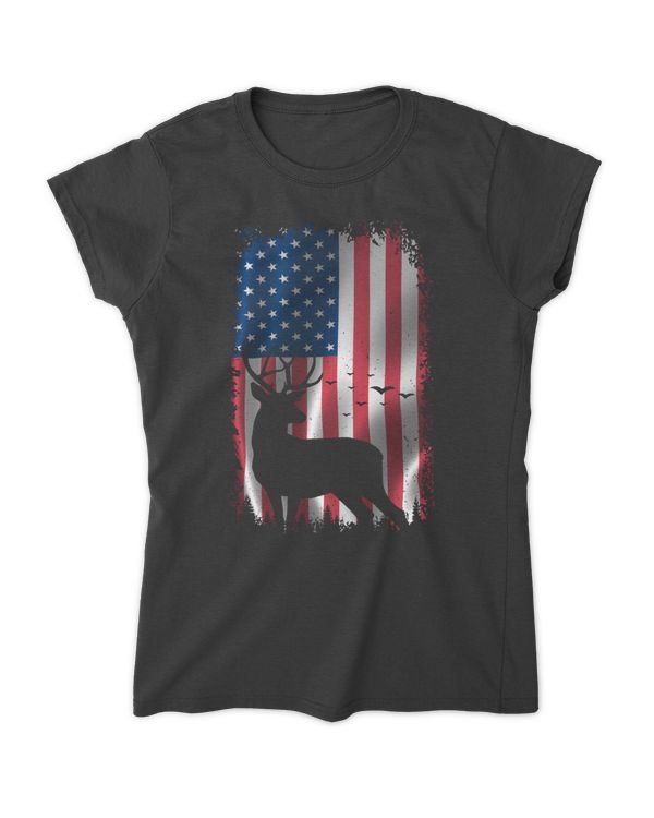 Vintage US Flag Deer Hunting