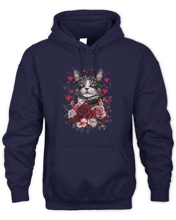 Valentines Day Cat Graphic Cute Aesthetic Cat Long Sleeve
