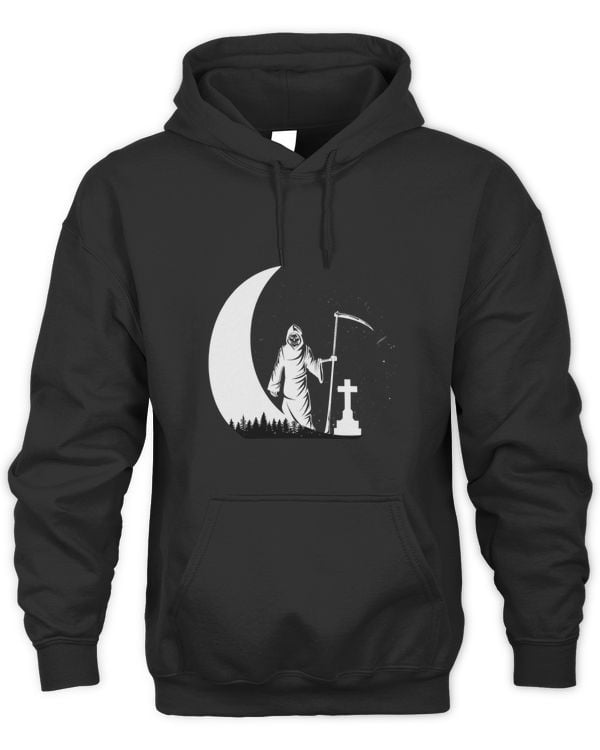 Cemetery Moon Halloween Trick Or Treat Bone Grim Reaper Tee
