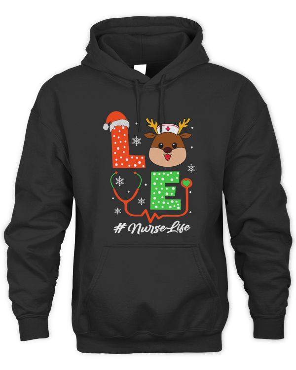 Christmas Nurse Scrub Tops For Women Love Reindeer Nurse