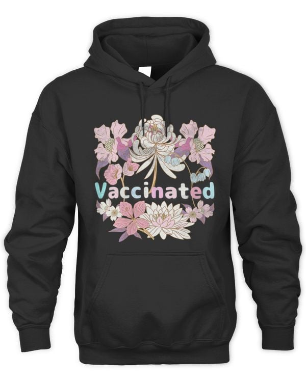 Womens I Am Vaccinated Pastel Rainbow Flower garden Yoga Distressed V-Neck T-Shirt