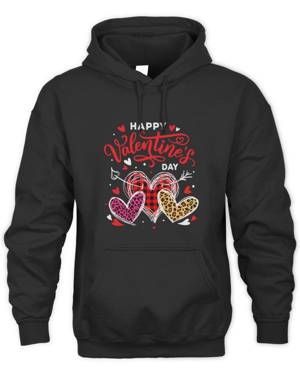 Happy Valentines Day Heart Leopard Buffalo Plaid Heart Women