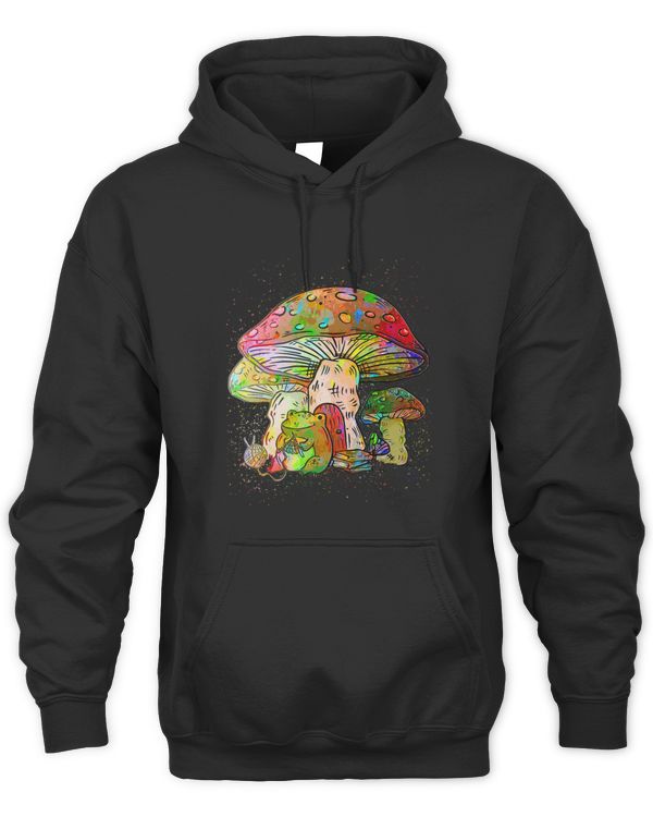 Colorful Paint Splash Cottagecore Knitting Frog Mushroom