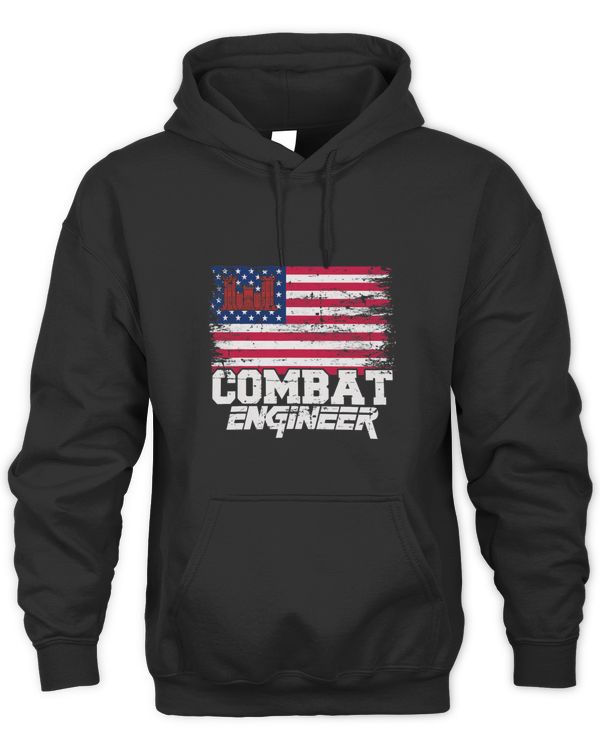 Combat Engineer with American Flag Distressed U.S. Military