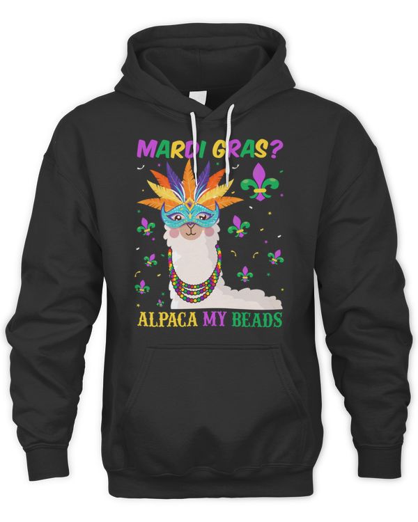 Mardi Gras Alpaca My Beads - Fleur-De-Lis Mask Llama Lover Active T-Shirt