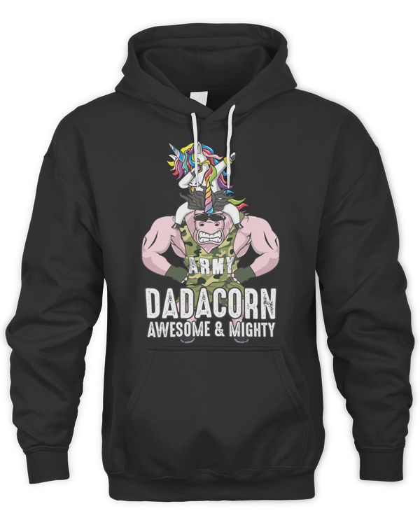 Dadacorn awesome and mighty army dad unicorn with kid camouflage Fathers Day gift funny T-Shirt