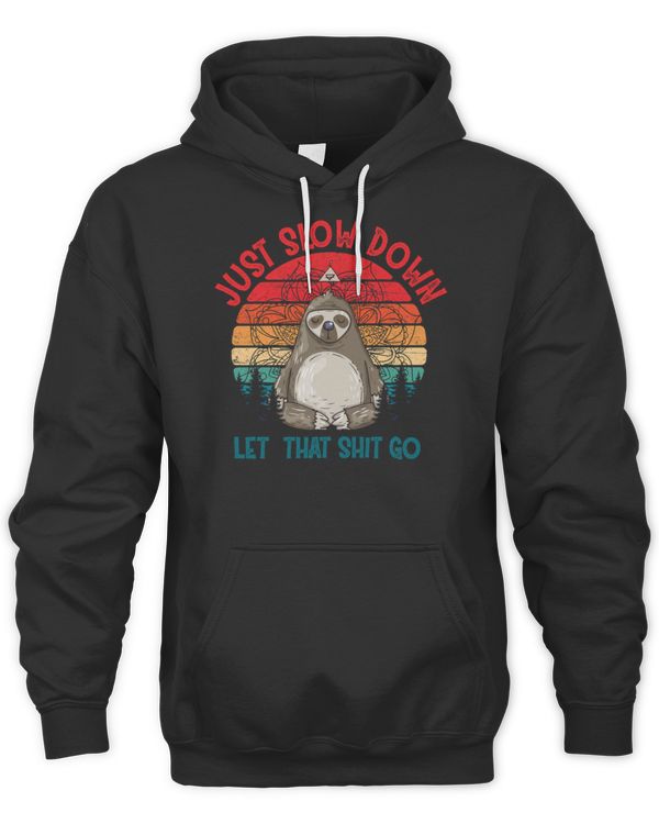 Sloth Just Slow Down Yoga Meditation Retro Vintage T-Shirt