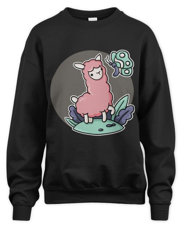 Llama Lover Pink Alpaca Butterfly Nature Lover