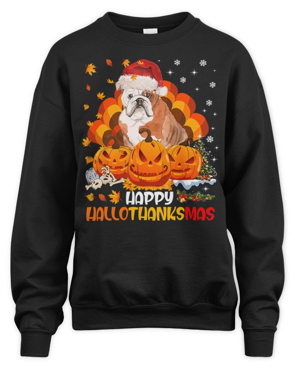 English Bulldog Bulldog Dog Happy Hallothanksmas Halloween Thanksgiving Xmas 182 Dog Lover