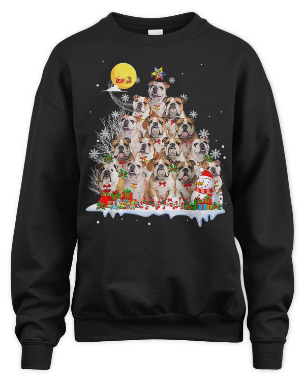 English Bulldog Bulldog Dog Reindeer Pine Christmas 350 Dog Lover