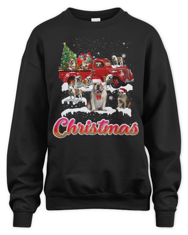 English Bulldog Bulldog Riding Red Truck Christmas Tree Bulldog Xmas 170 Dog Lover