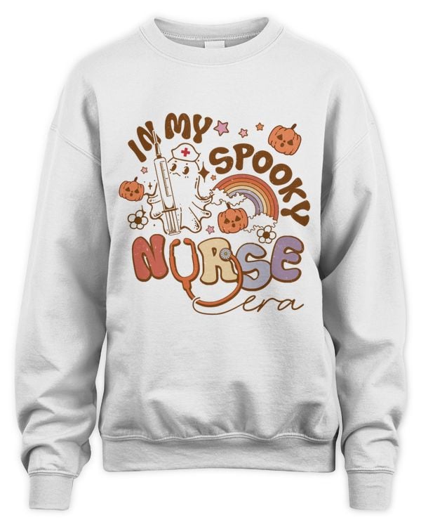 Spooky Nicu Nurse Halloween Ghost Top Light Color