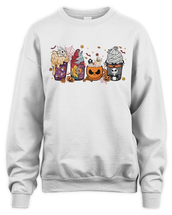 Nightmare Before Coffee Skellington Coffee Sweatshirt Top Light Color