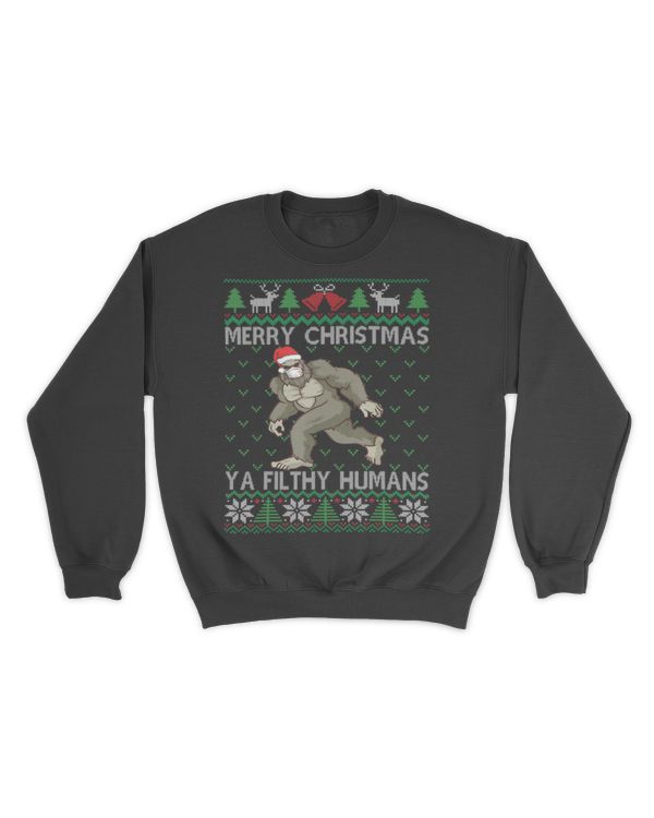 Merry Christmas Bigfoot Face Mask Ugly Christmas Sasquatch Classic T-Shirt