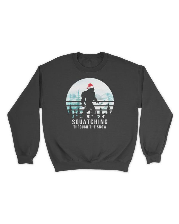 Squatching Through The Snow Bigfoot Santa Christmas Classic T-Shirt