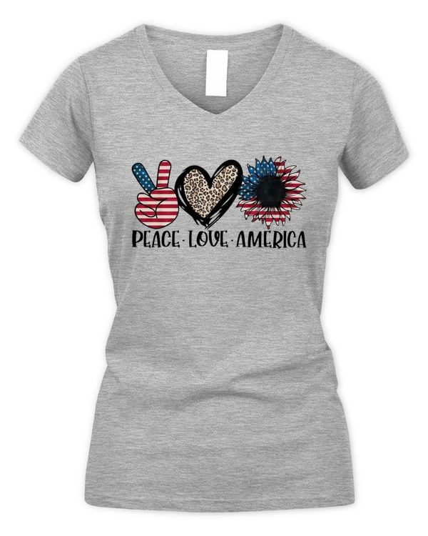 Peace Love America T-shirt,  American Flag Sunflower Shirt, 4th Of July For Her, Patriotic Sunflower For Women, America Sunflower T-shirt
