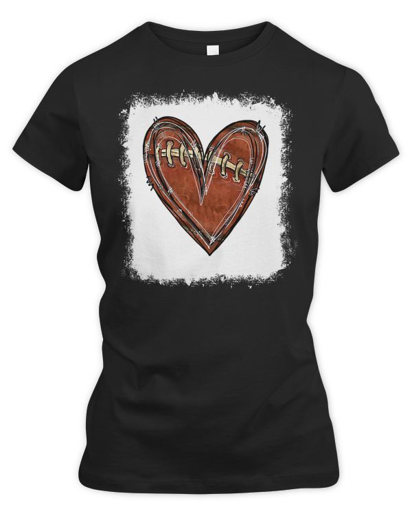 Football Bleached Football Love Heart Football Mom Game Day Football 74