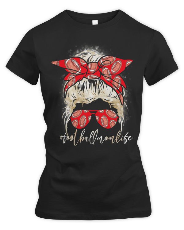 Football Bleached Football Mom Life Messy Bun Player Mom Sport 122