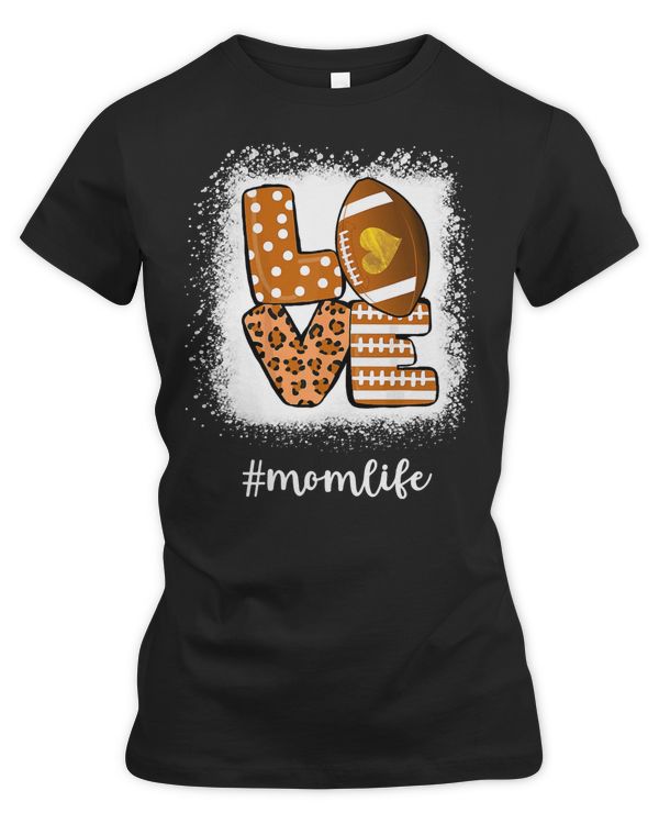 Football Bleached Football Mom Life With Leopard and Messy Bun Player 58