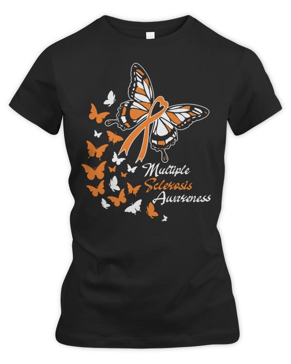 Multiple Sclerosis Awareness Butterfliesproduct design 42 awareness Orange Ribbon